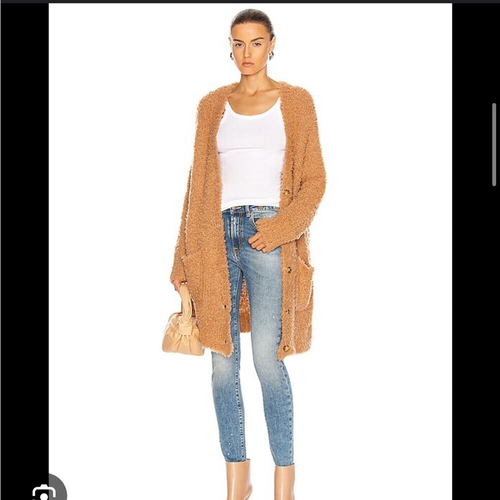 R13 teddy cardigan in oatmeal small